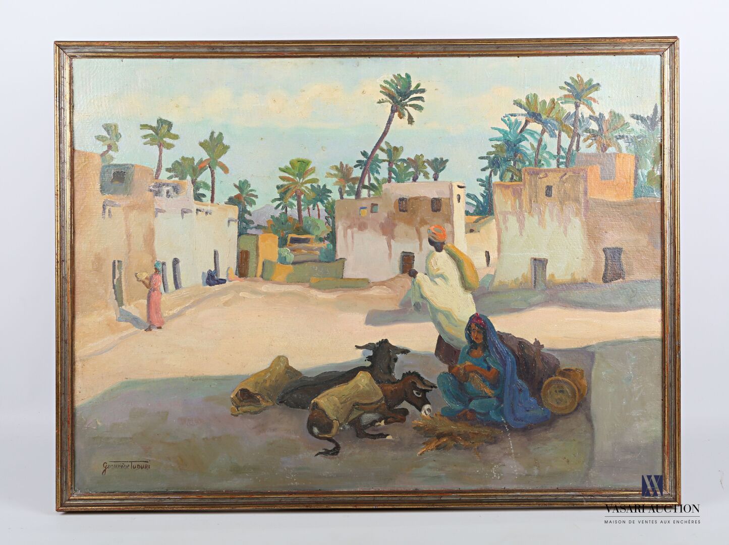 Null TUDURI Geneviève (1895-?)
Life in the oasis
Oil on cardboard
Signed lower l&hellip;