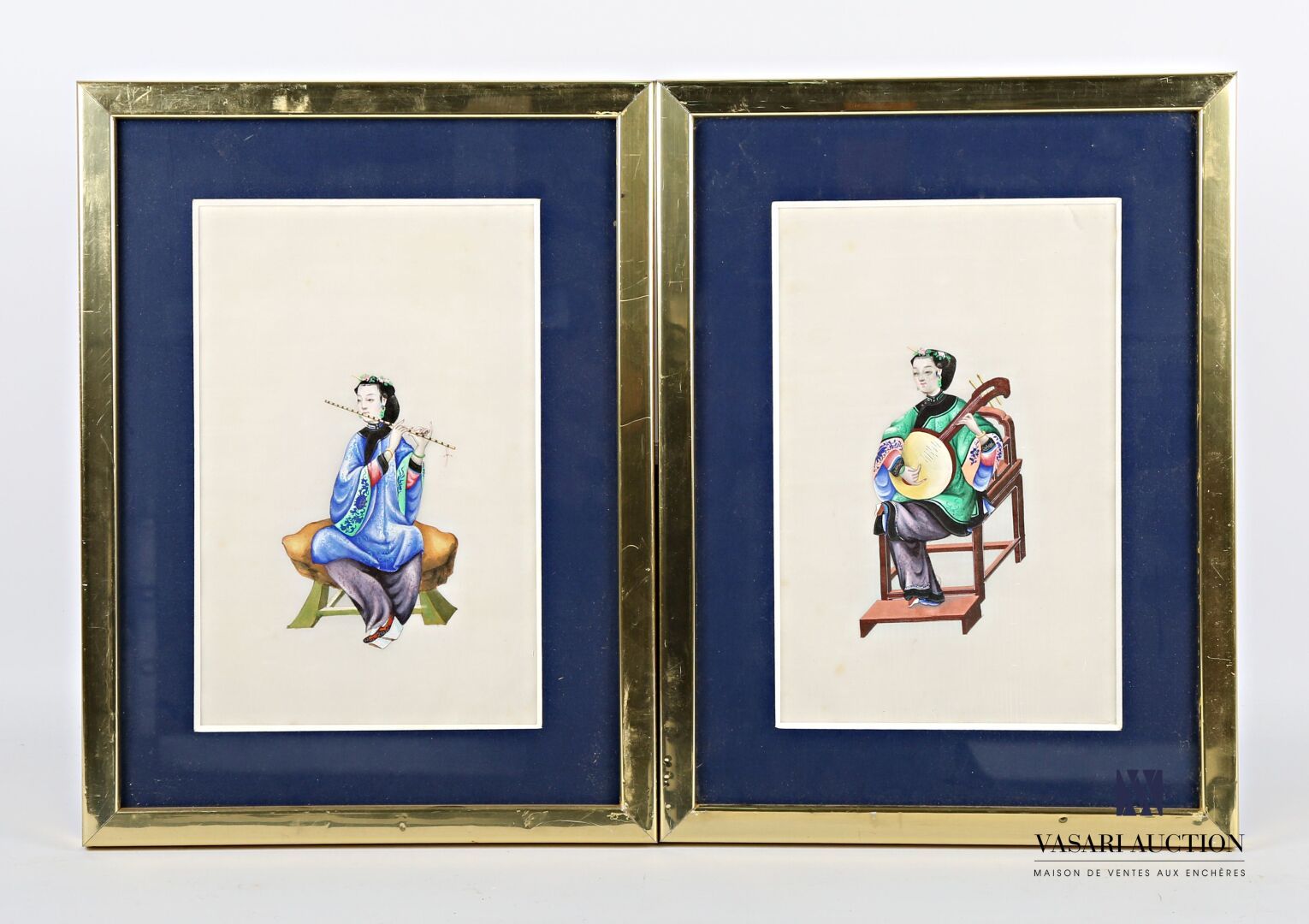 Null CHINA 20. Jahrhundert
Zwei Gouachen auf Reispapier, die Musikerinnen darste&hellip;