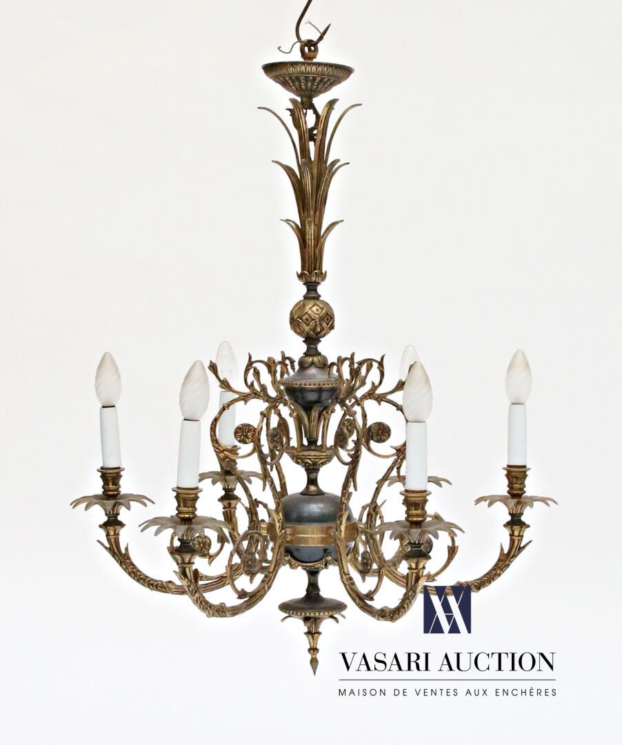 Null Bronze and brass chandelier with a midnight blue patina with six arms of li&hellip;