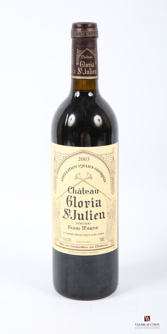 Null 1 bouteille	Château GLORIA	St Julien 	2003
	Et. Impeccable. N : bas goulot.