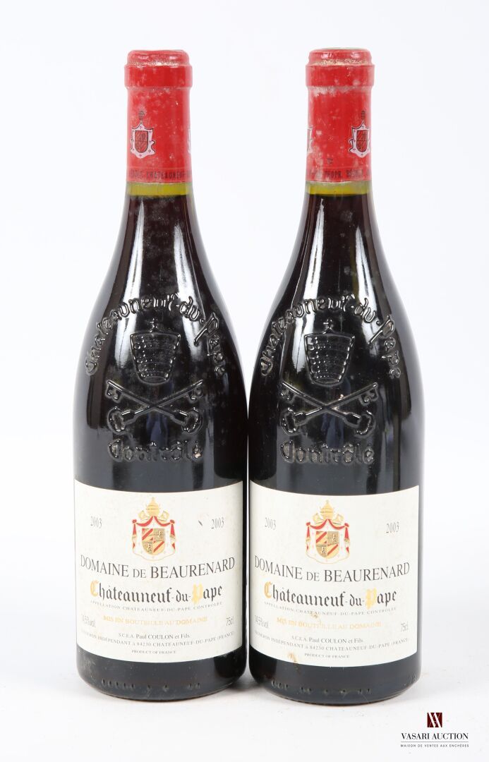 Null 2 bouteilles	CHATEAUNEUF DU PAPE mise Domaine de Beaurenard		2003
	Et. Un p&hellip;