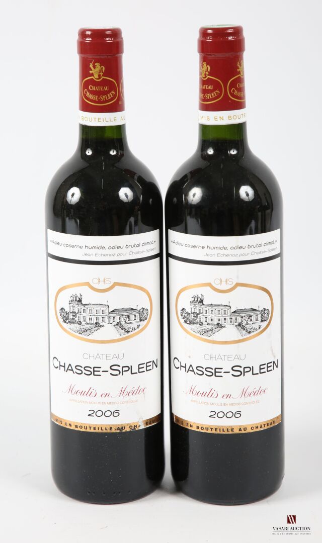 Null 2 bouteilles	Château CHASSE SPLEEN	Moulis 	2006
	Et. Un peu tachées (1 poin&hellip;