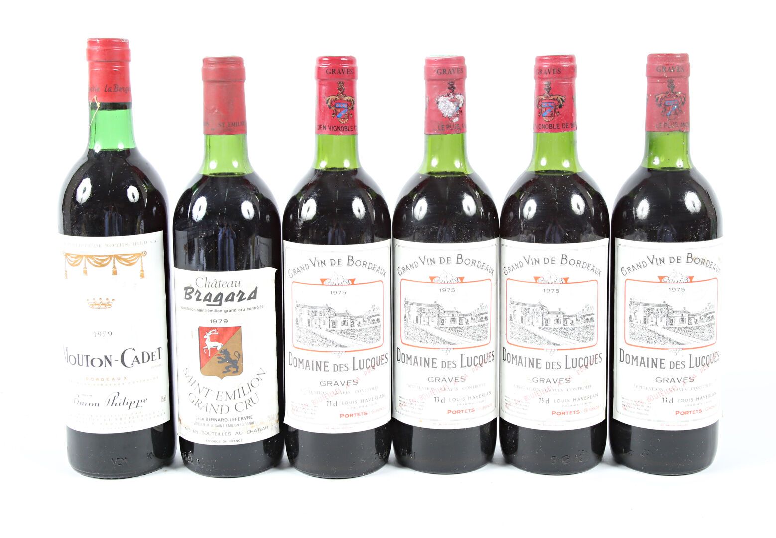 Null Lot de 6 blles comprenant :		
1 bouteille	MOUTON CADET	Bordeaux mise nég.	1&hellip;