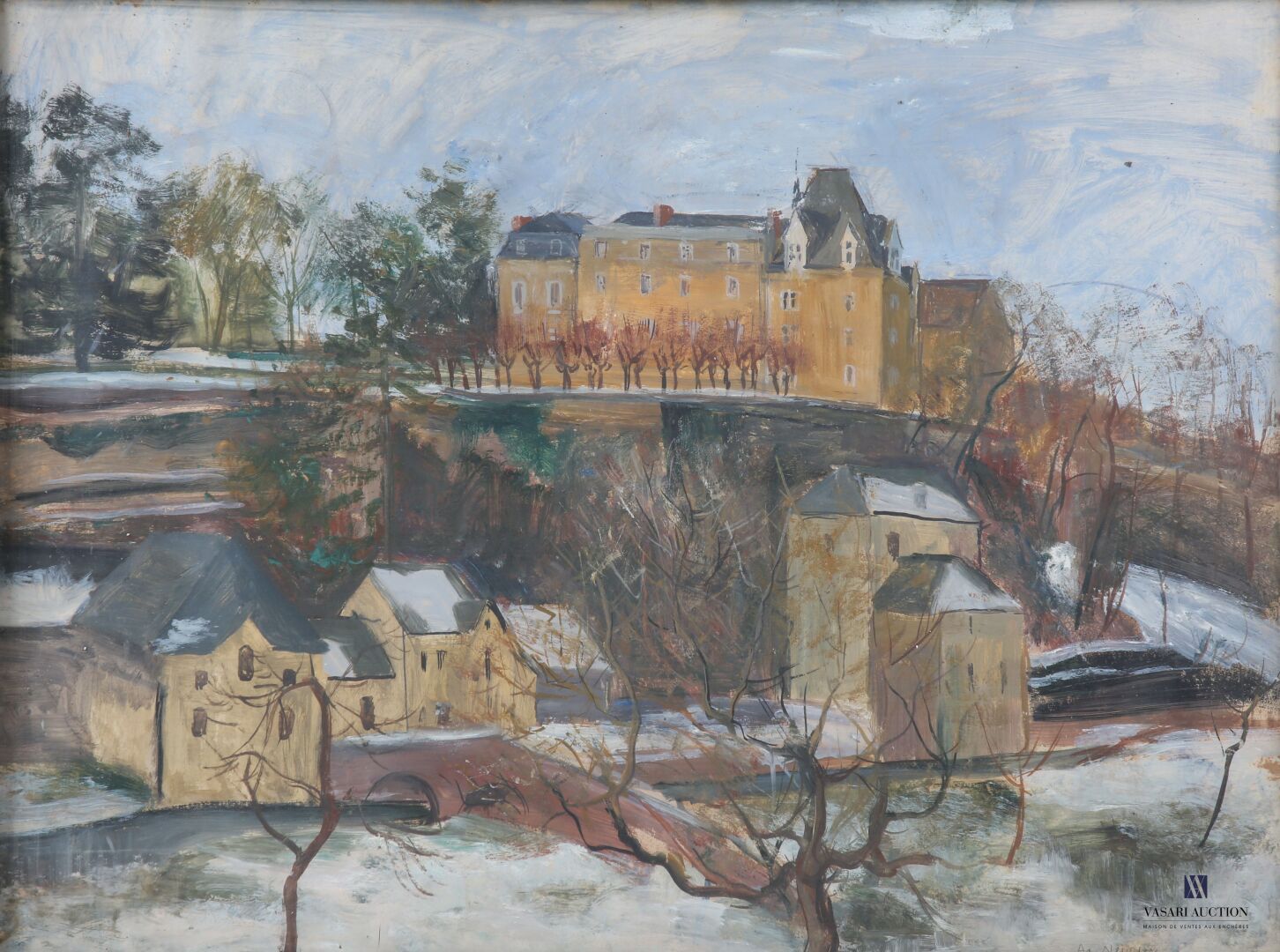 Null NEVEUX Adelyne (1912-1987)
Château de Thévalles 
Gouache sur papier
Signée &hellip;