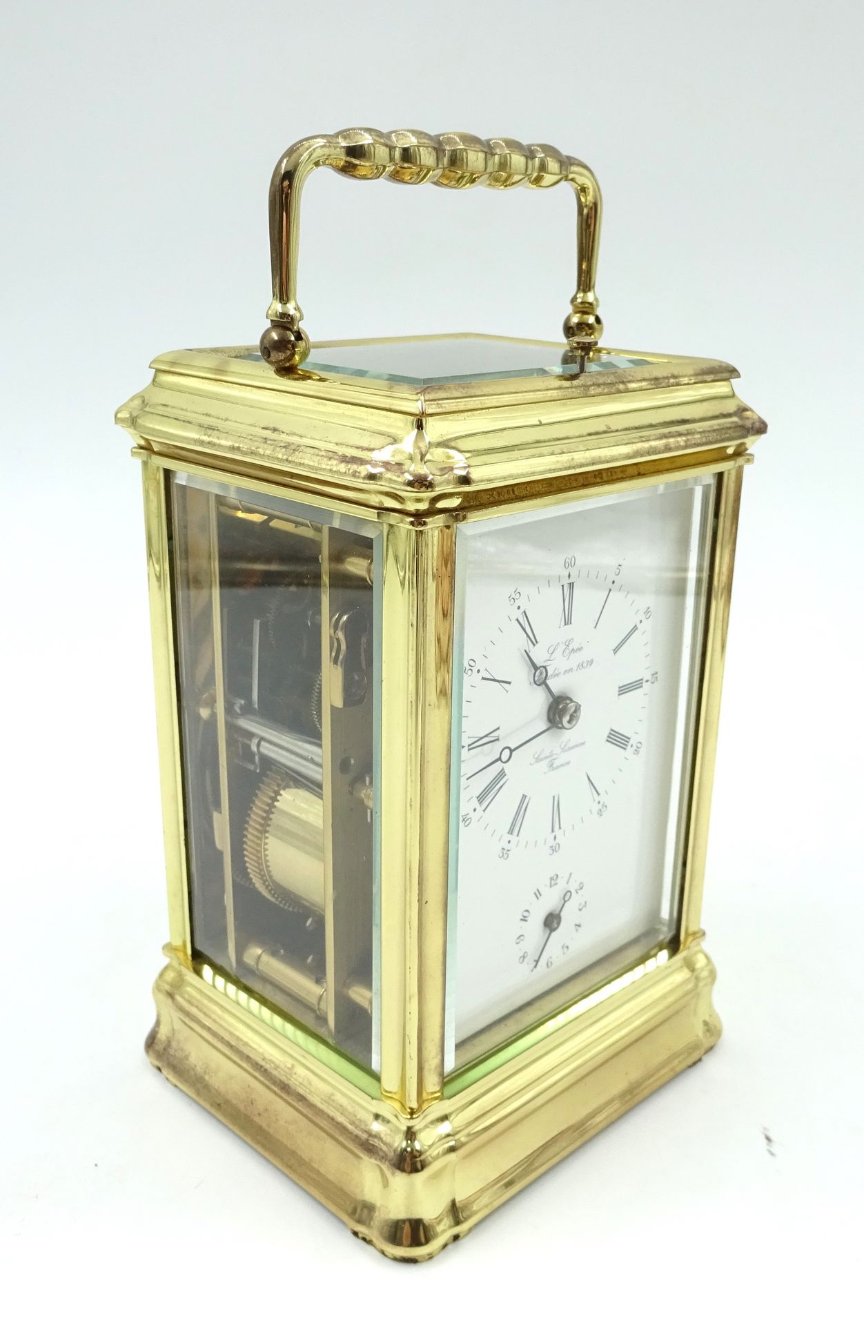 Null Gilt brass officer's clock. Dial signed "L'épée, Sainte Suzanne, France". B&hellip;