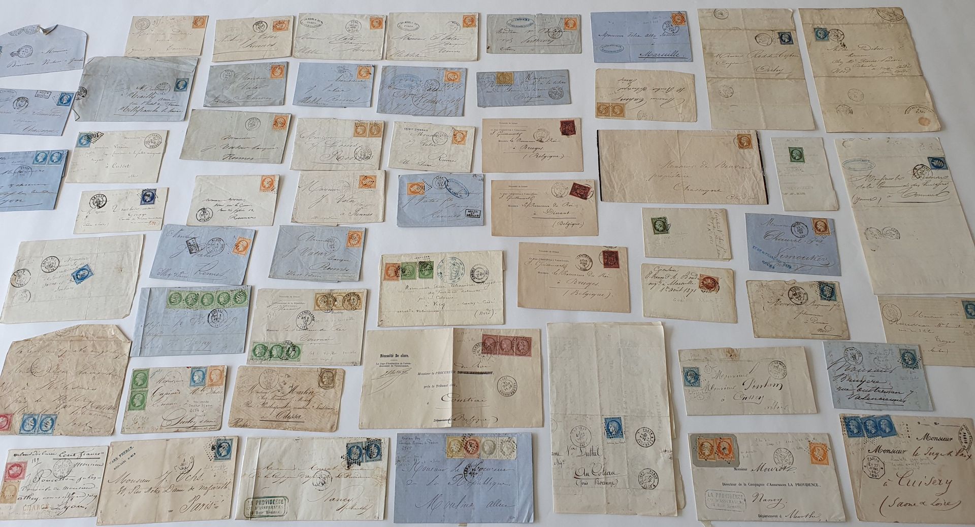Null STAMPS. Letters France XIXth. Collection of 55 letters, some signed Calves.