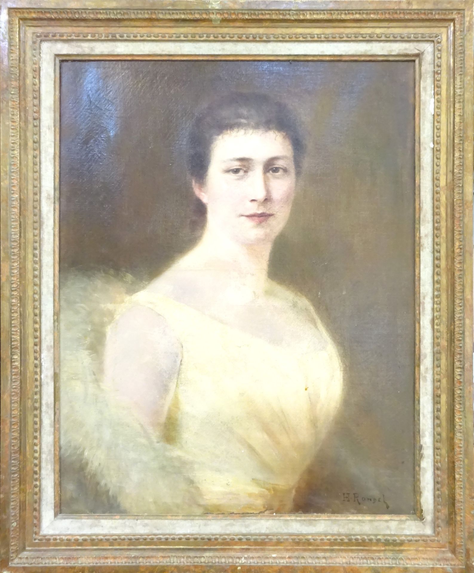 Null Henri RONDEL (1857-1919). Portrait de dame à la robe jaune pâle. Huile sur &hellip;