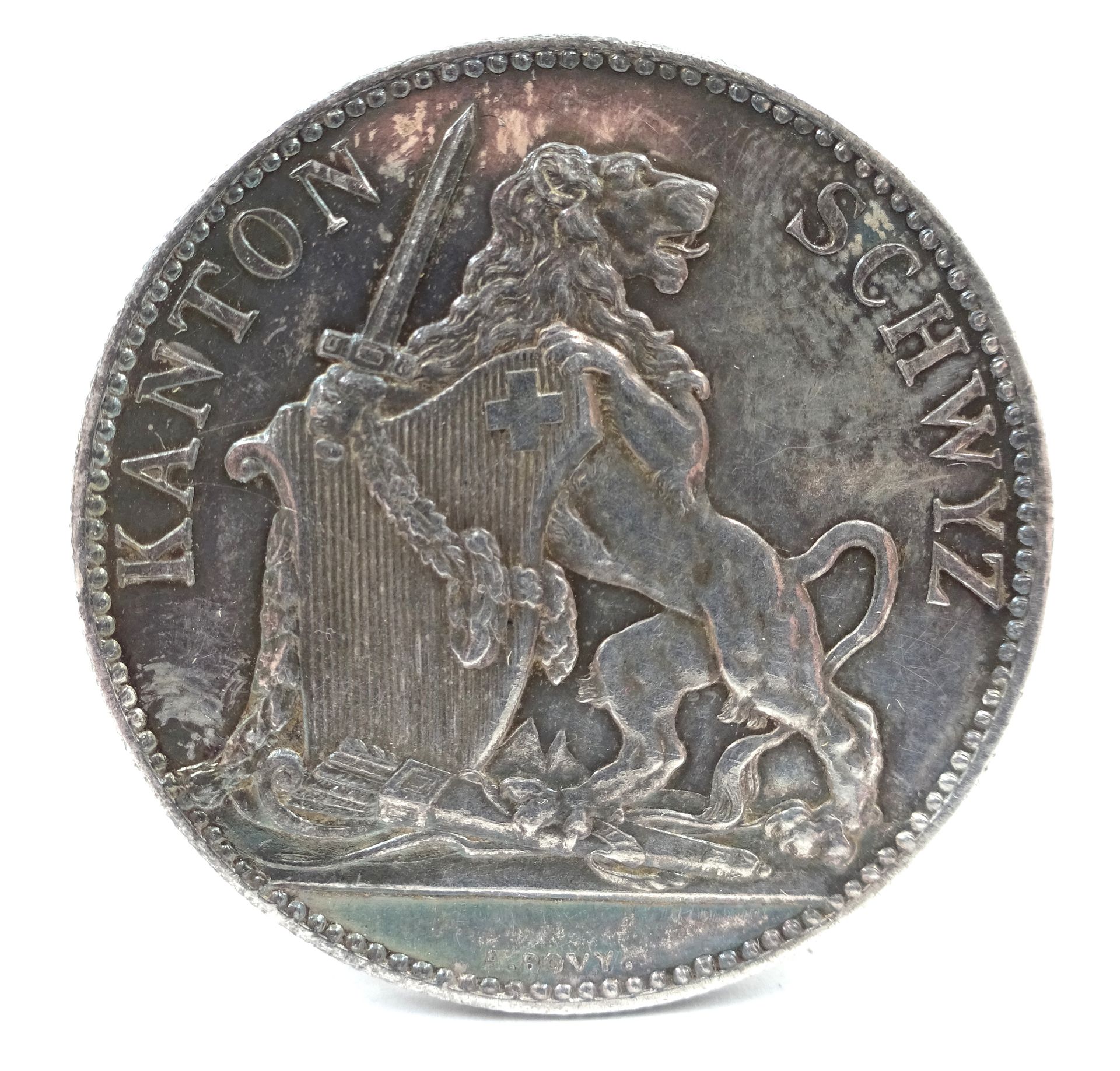 Null Pièce de 5 francs suisses en argent, Schwyz, 1867. 25,02 g net.