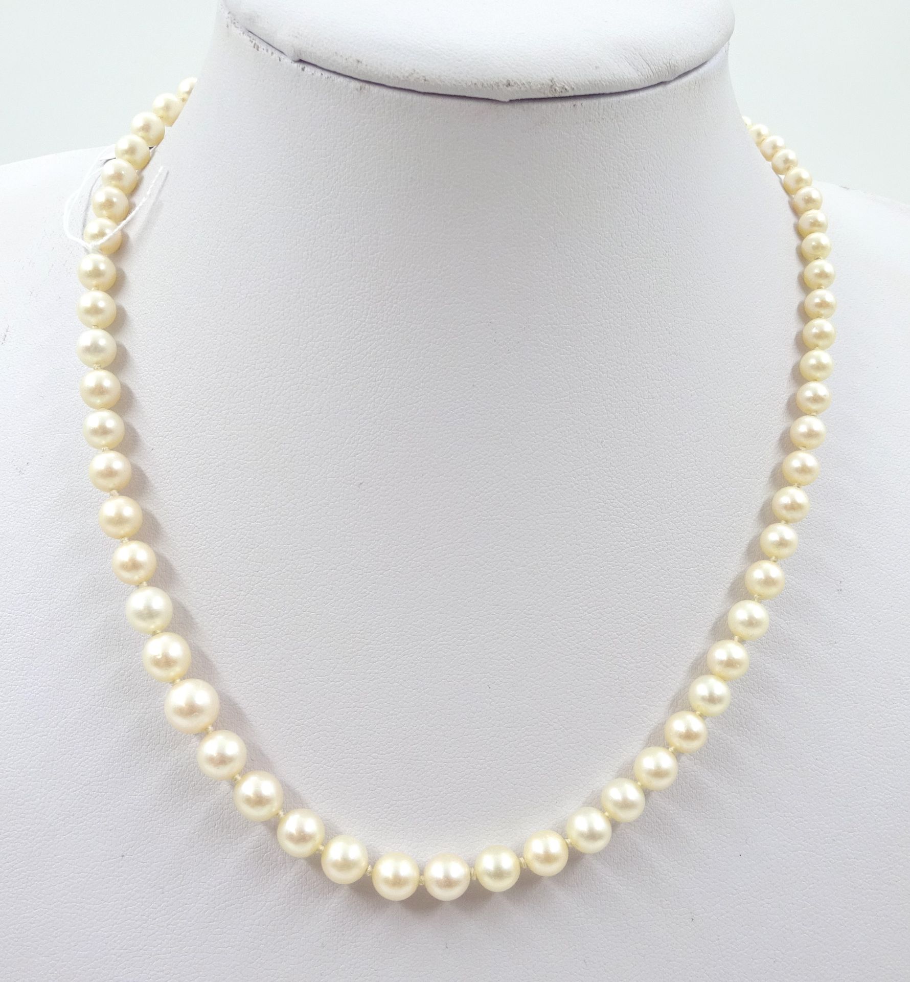 Null Collar de perlas caídas, cierre en oro blanco de 750°/° (18k) engastado con&hellip;