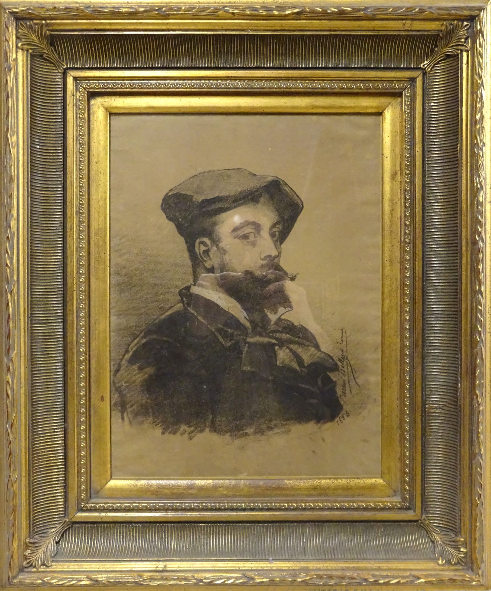 Null Louis-Robert CARRIER-BELLEUSE (1848-1913). Autoportrait, 1883. Dessin au fu&hellip;