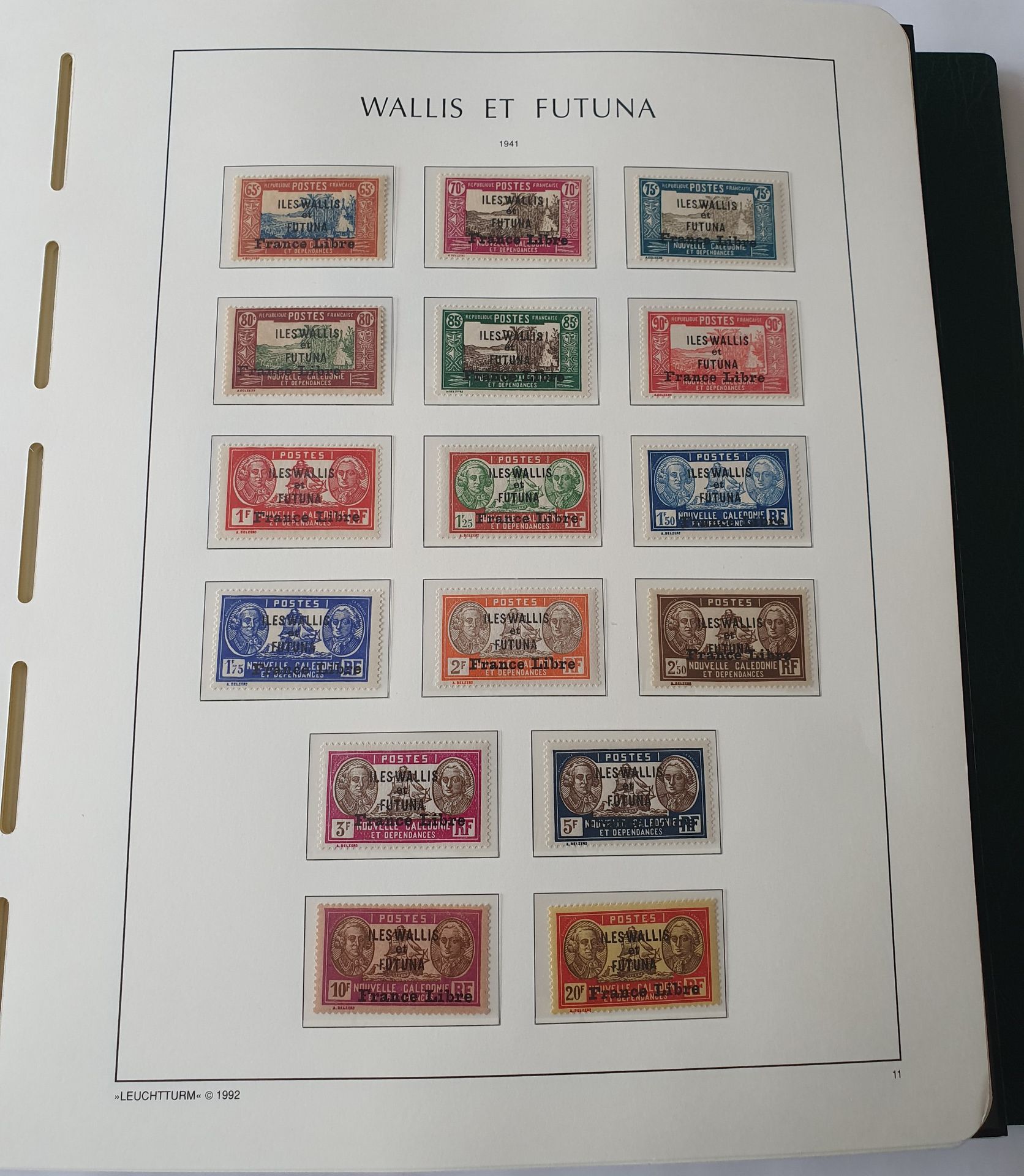 Null 邮票。法国殖民地和法语国家。瓦利斯群岛和富图纳群岛，包括自由法国（1920-2000 年）。集齐新邮票。价值高。一本集邮册，装在套盒中。