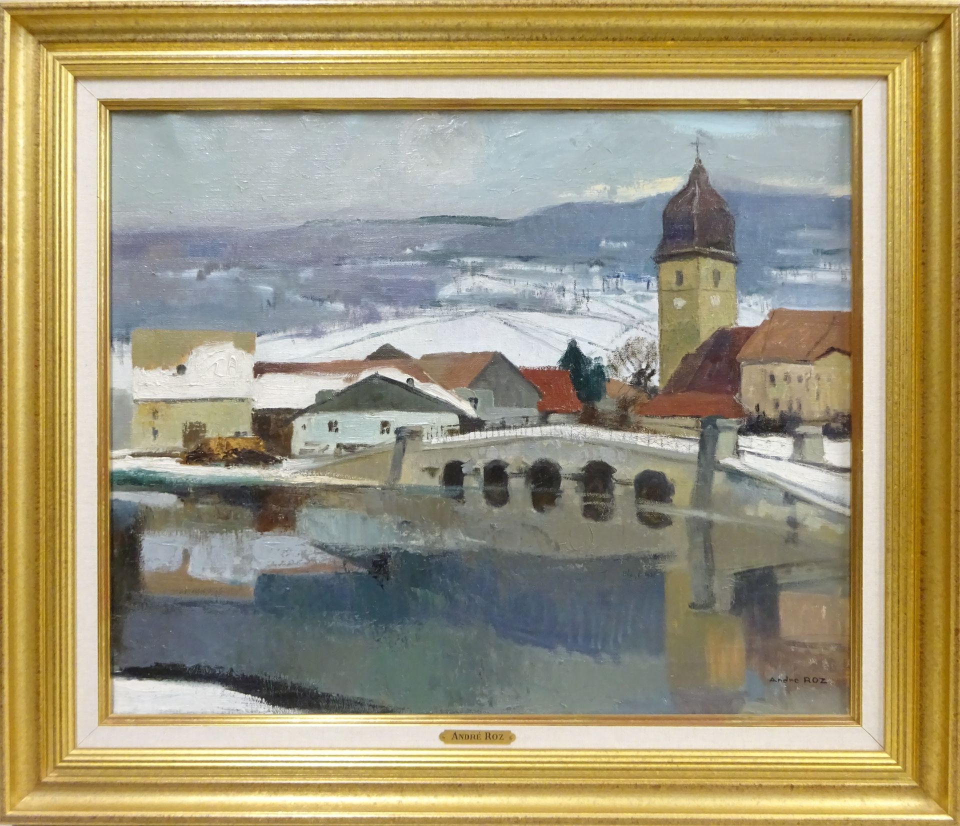 Null André ROZ (1897-1946). Village de Dammartin (Doubs). Huile sur toile signée&hellip;