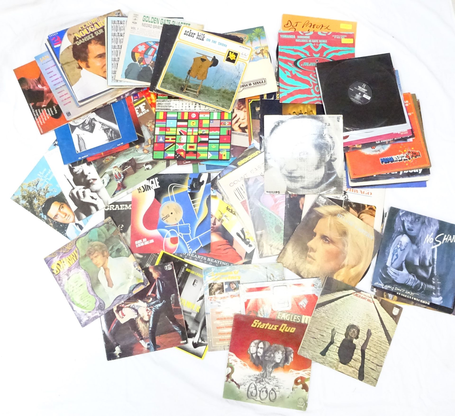 Null Lot de disques vinyles 33 tours (pop, rock, variété française,…)