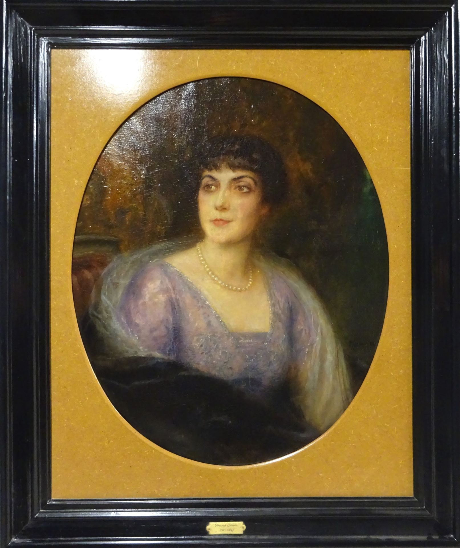 Null Fernand CORMON (1845-1924). Portrait de dame en robe parme, 1917. Huile sur&hellip;