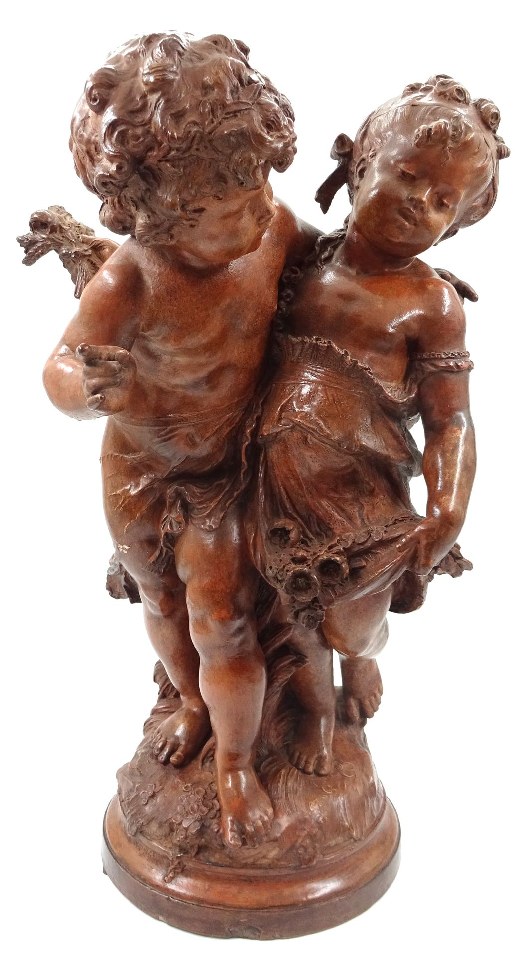 Null Auguste MOREAU (1834-1917), after. Children with flowers. Terracotta proof,&hellip;