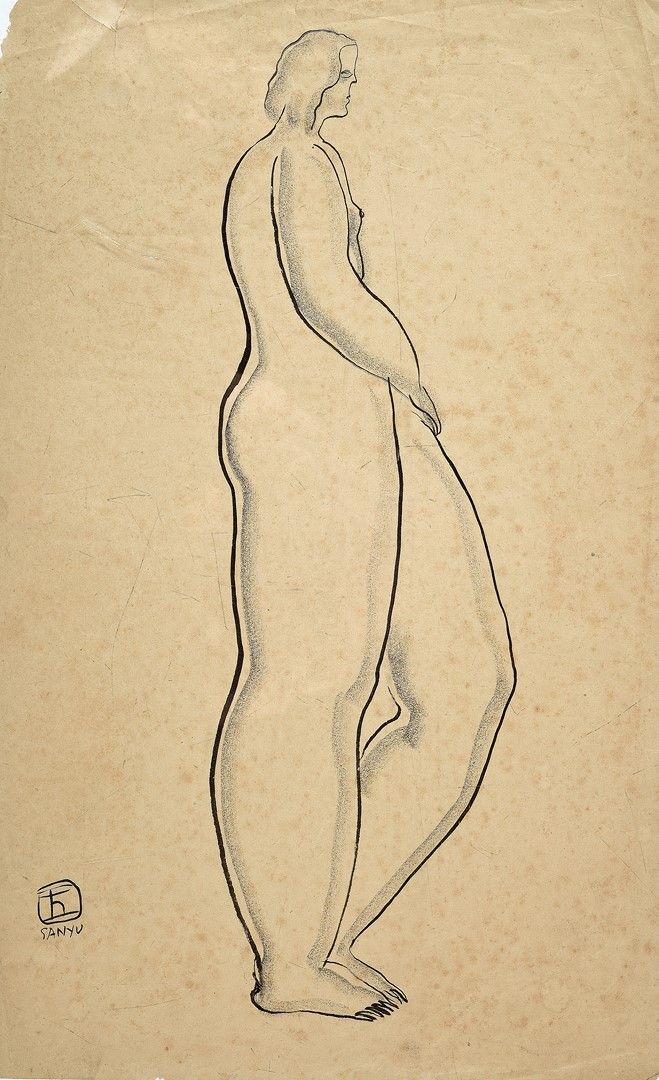 Null 
Sanyu. Femme nue debout de profil. Encre sur papier. Signé en bas à gauche&hellip;