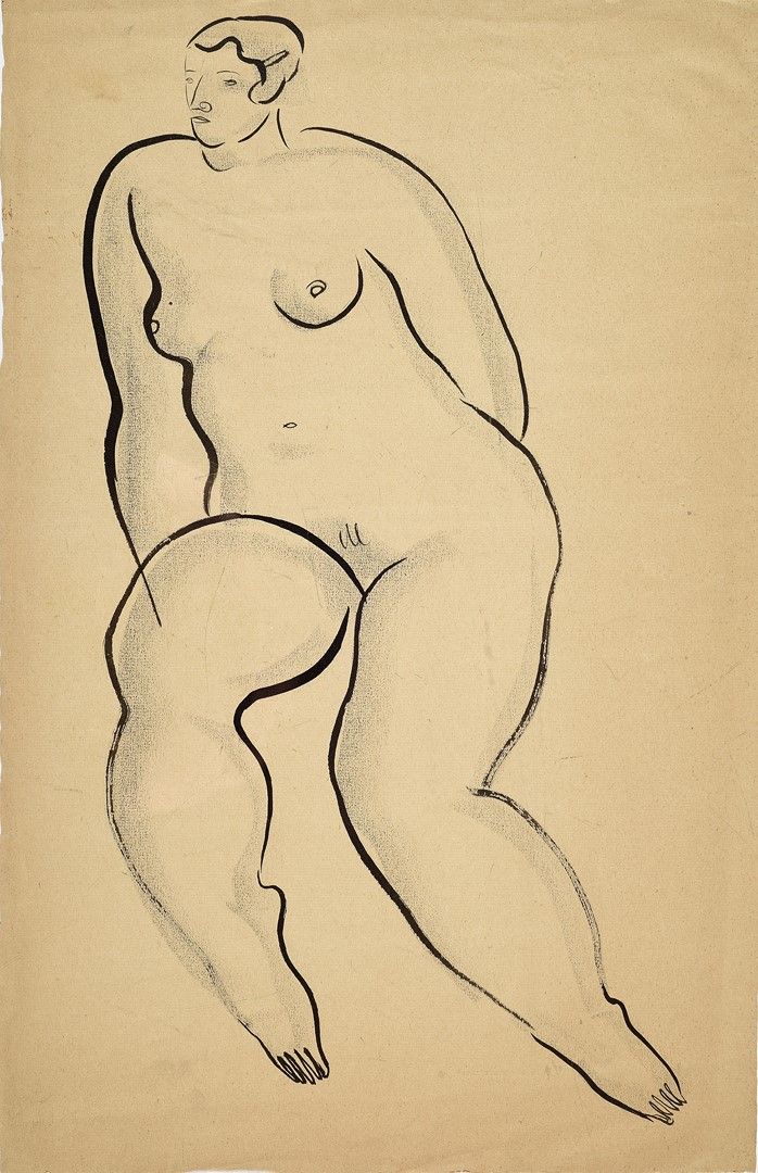 Null 
Sanyu. Femme nue à la barrette. Encre sur papier Ingres. Dim. 47x31 cm. Co&hellip;