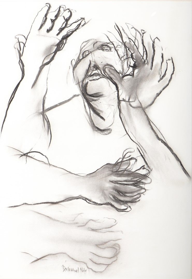 Null 欧仁-多德尼(Eugène DODEIGNE)（1923-2015）。无题》，1966年。纸上炭笔。签名和日期。Dim. 106x73 cm on v&hellip;