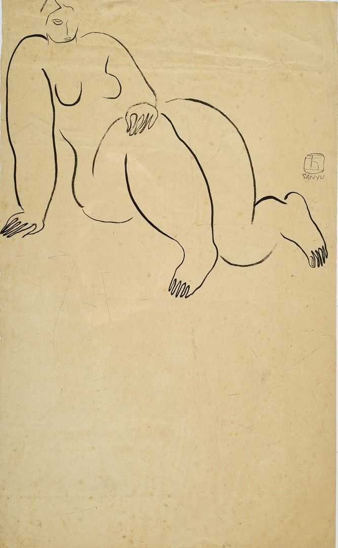 Null 
三友。坐着的裸体女人。纸上水墨，右上方签名。规格：49x29厘米。Habart收藏。没有现场拍卖。

本次抽奖的押金