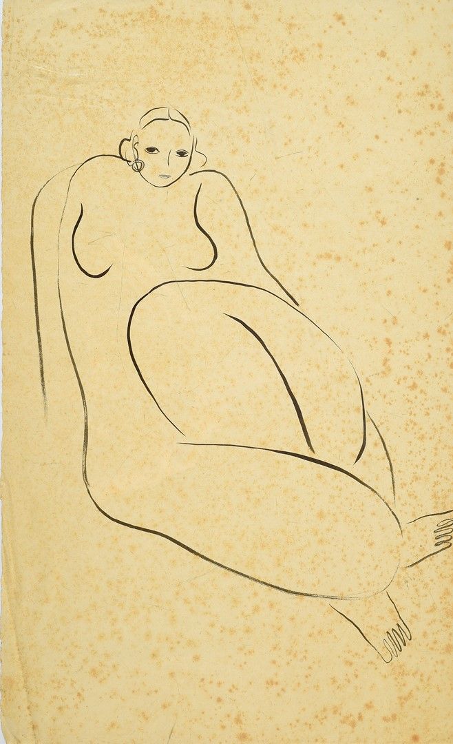 Null 
Sanyu. Mujer sentada desnuda con un pendiente. Tinta sobre papel, Tamaño 4&hellip;
