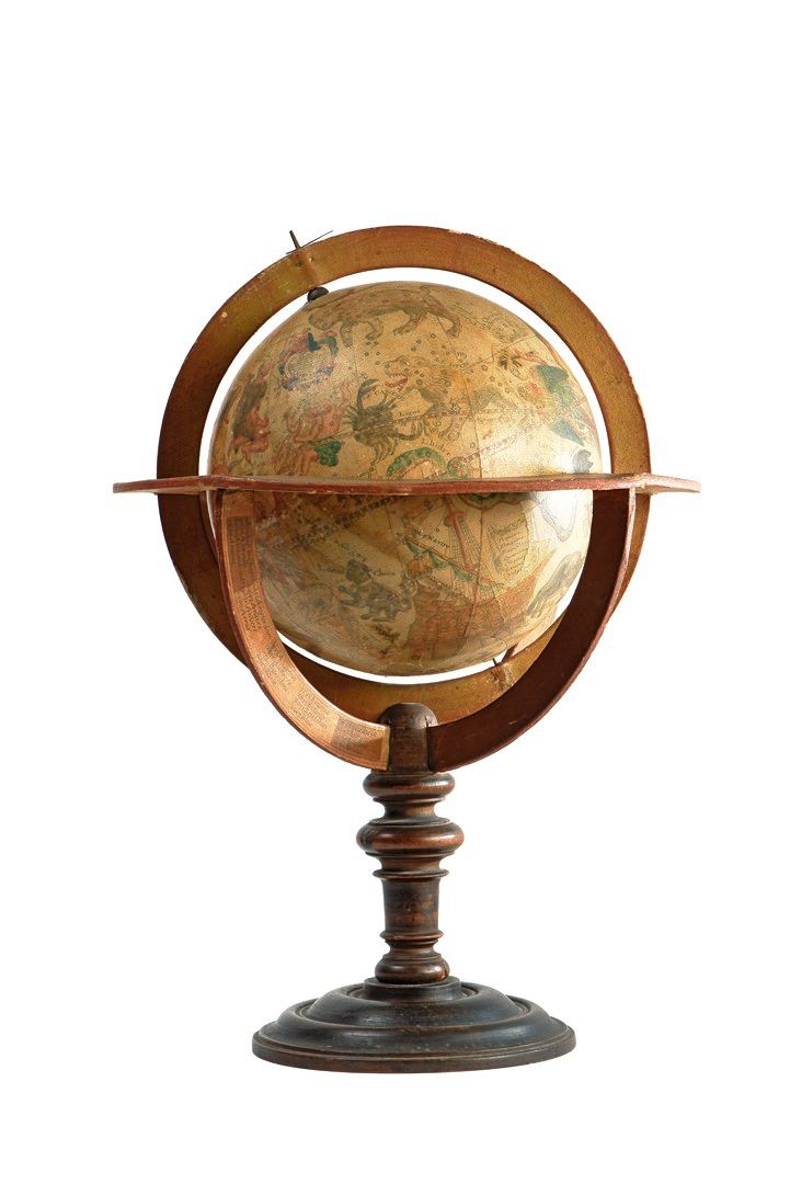Null Celestial globe and armillary sphere Wood, printed and colored paper Celest&hellip;