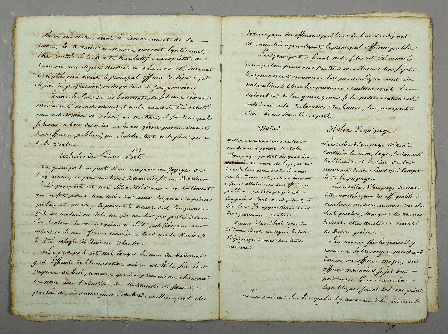 Null CORSAIRES. Manuscrito titulado "Manuel pour le Capitaine d'un corsaire fran&hellip;