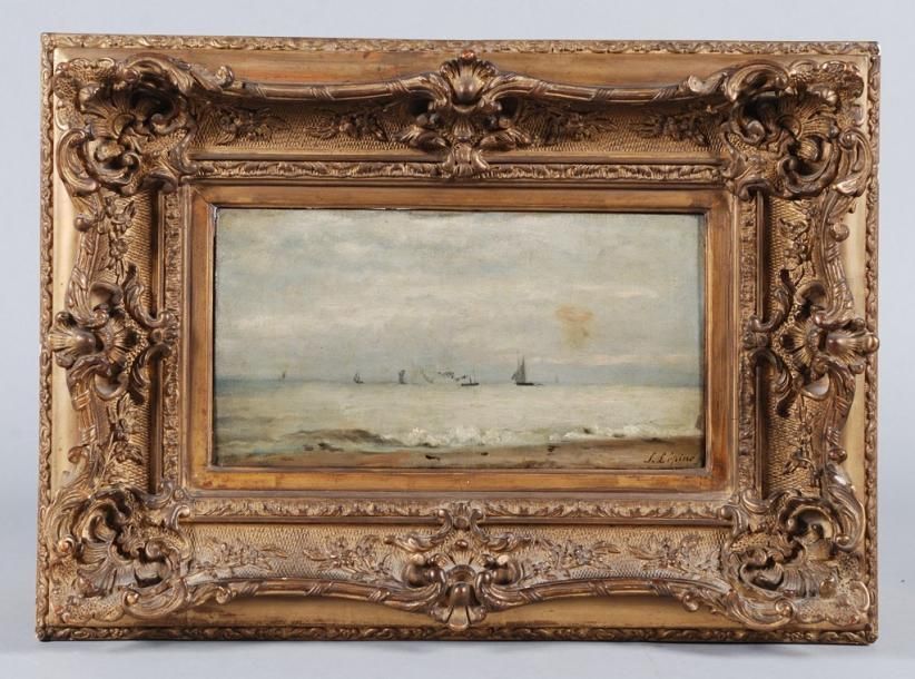 LEPINE Stanislas (1835-1892) "Marine", Huile sur toile, signée en bas à droite. &hellip;