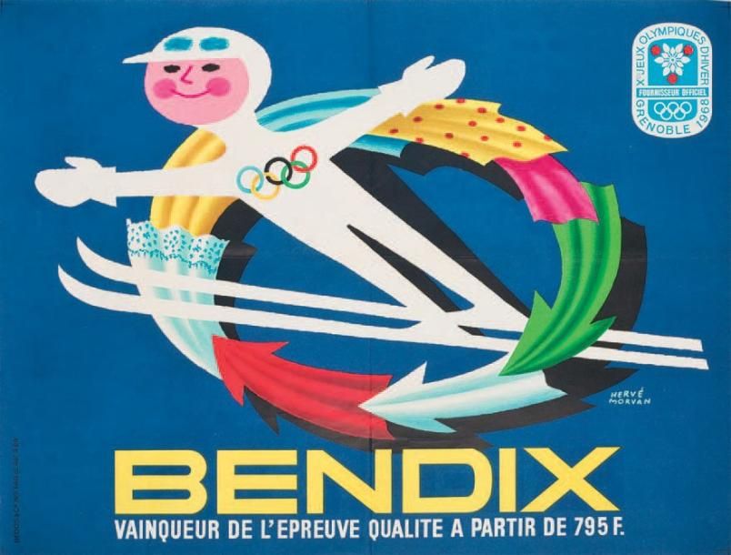 MORVAN H BENDIX "VAINQUEUR DE L'ÉPREUVE" J.O. Grenoble. 1968 Imprimerie Bedos, P&hellip;