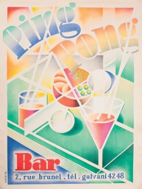 Anonyme PING PONG BAR. Rue Brunel (Paris) Sans imprimeur - 82x60cm - Entoilée, t&hellip;