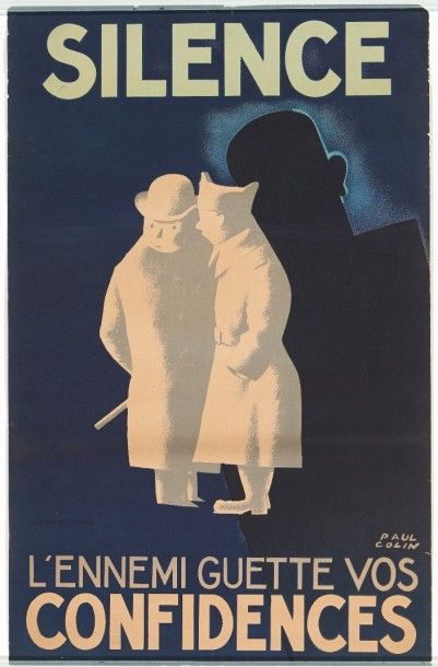 Null COLIN Paul. Silence, l'ennemi guette vos confidences, 1939. Sans imprimeur.&hellip;