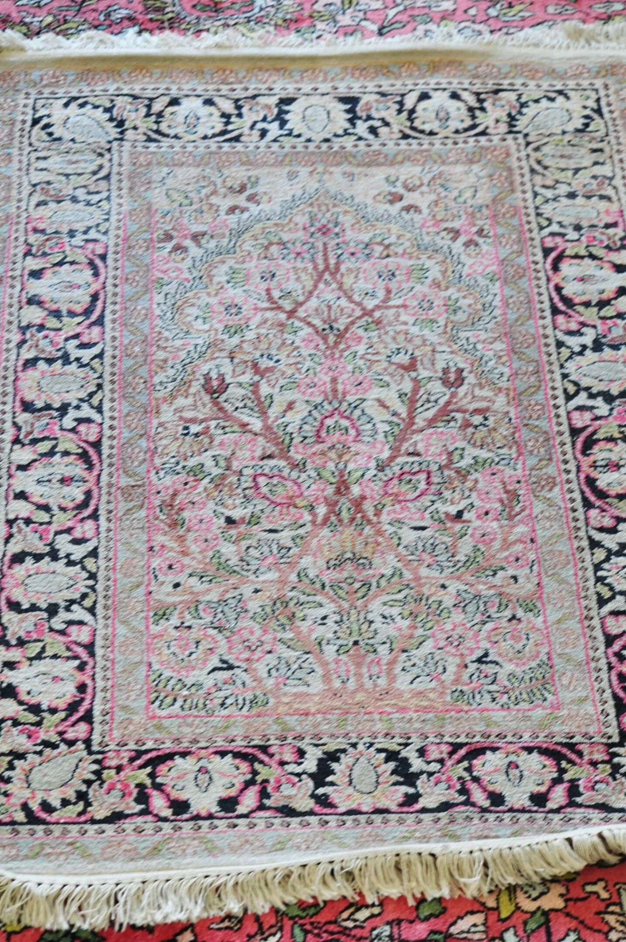 Null Silk carpet with three borders decorated with scrolls on a black background&hellip;