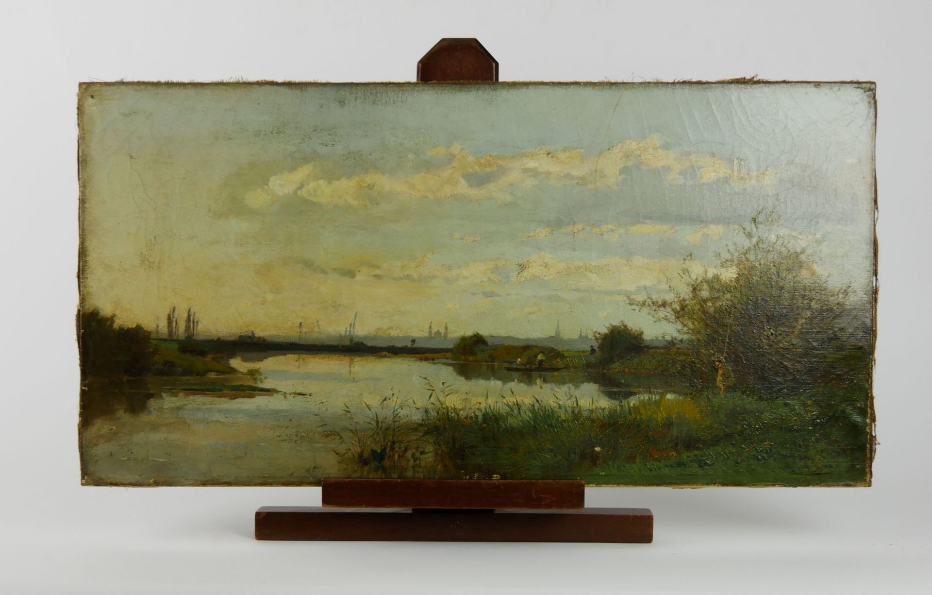 Null Ecole flamande du XIXème siècle 

Pécheurs sur un lac

Huile sur toile port&hellip;