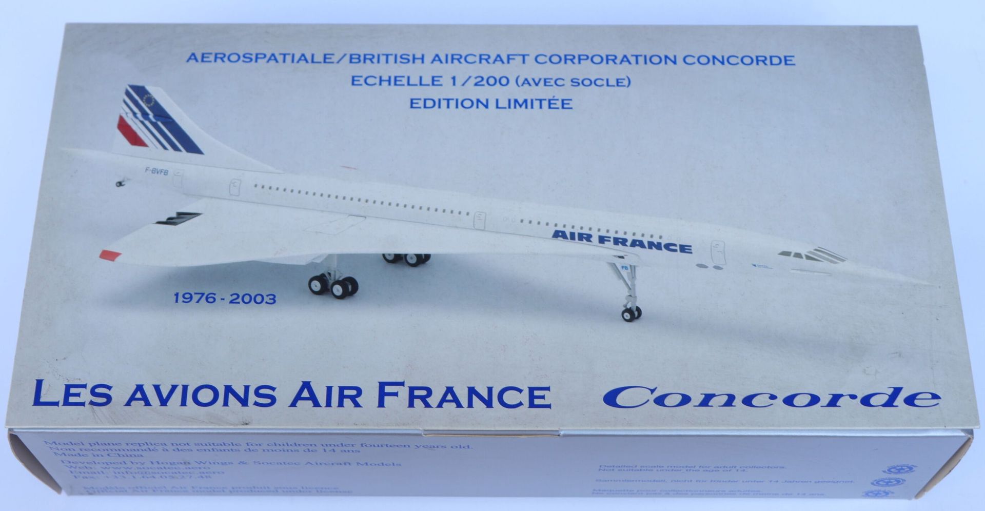 Null 法国康科德航空公司。

大型压铸Socatec协和飞机模型，注册号为F-BVSD。

比例为1/200。

法航博物馆限量版。

全新的原包装盒。

&hellip;