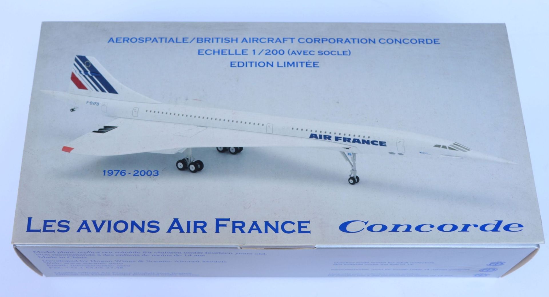 Null 法国康科德航空公司。

大型压铸Socatec协和飞机模型，注册号为F-BVFC。

比例为1/200。

法航博物馆限量版。

全新的原包装盒。

&hellip;