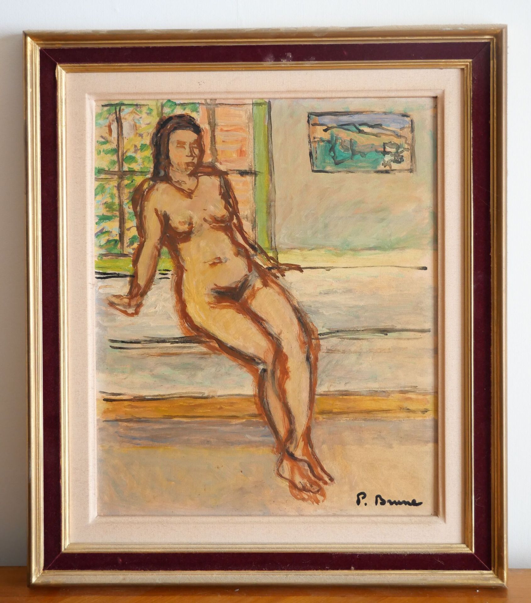 Null 皮埃尔-布鲁内 (1887-1956)
女性裸体 
粘贴在纸板上的纸上油画，右下方有签名
尺寸：40 x 33 cm 
带框架的尺寸：51 x 43厘&hellip;