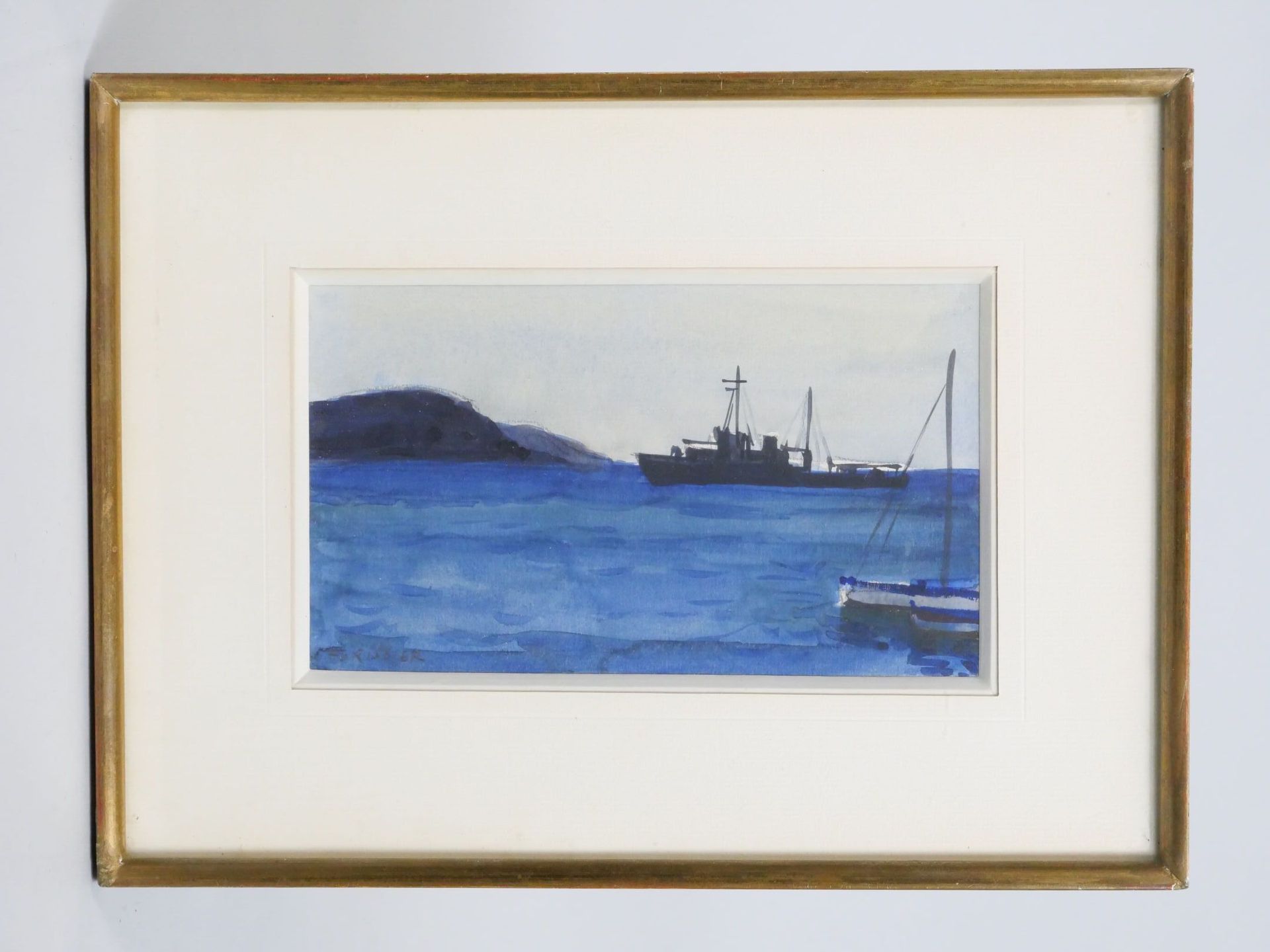 Null 罗杰-福里西埃(1924-2003)
海岸边的维拉弗朗什
水彩画左下角有签名，背面有标题、专用和日期1991年
尺寸：10×17厘米（目测）。
带画框&hellip;