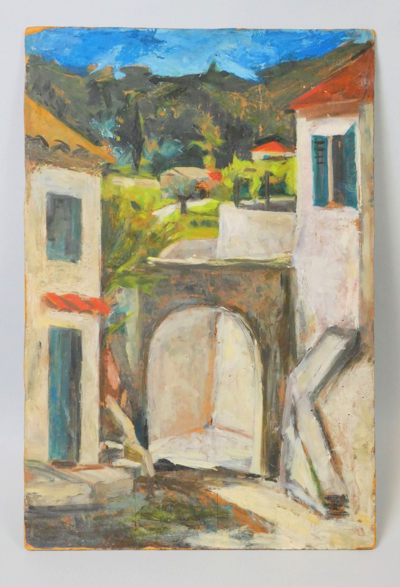 Null Nicole MARETTE (1931-2021)
View of a village in the South
Oil on isorel pan&hellip;