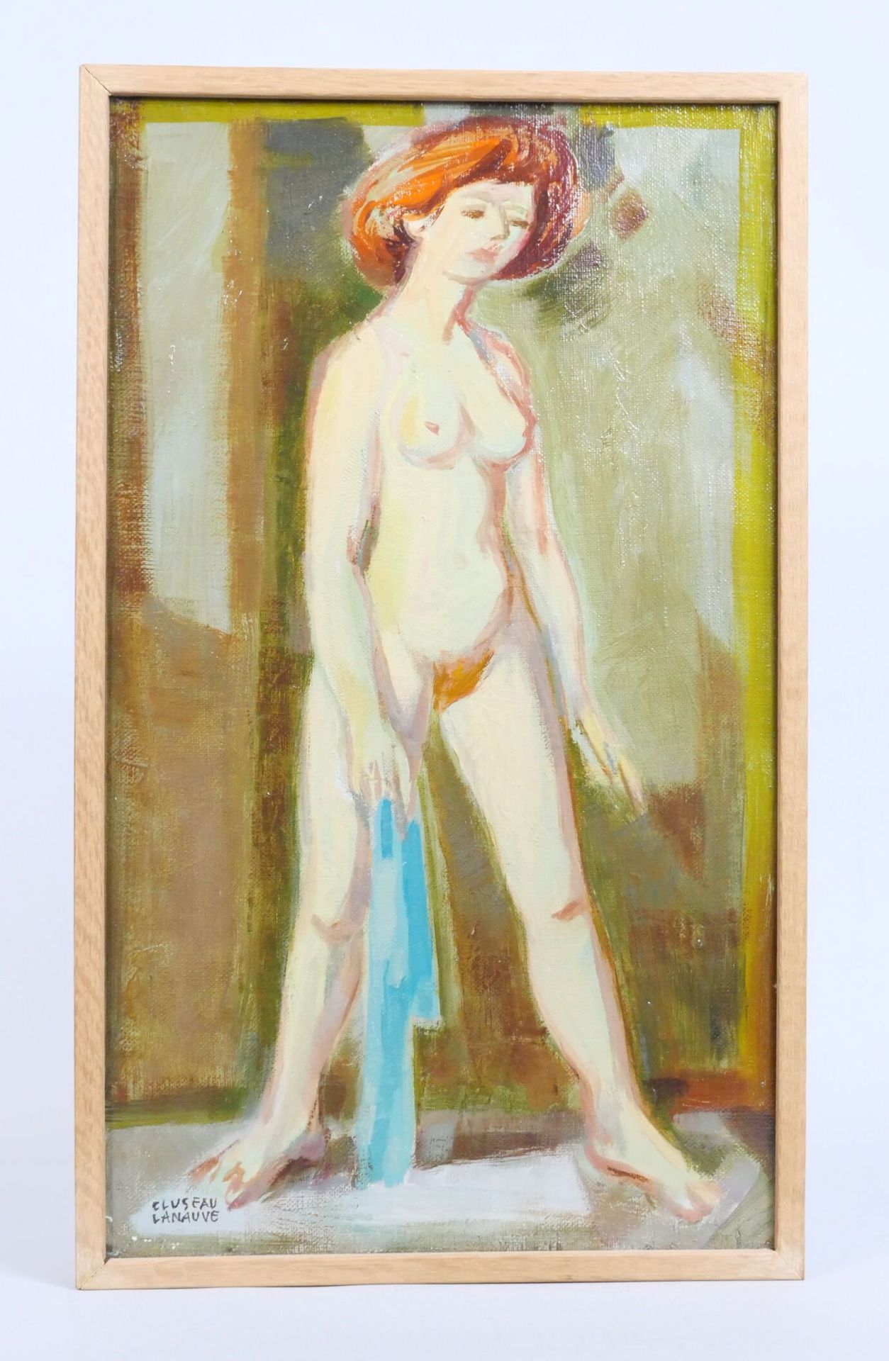 Null Jean CLUSEAU-LANAUVE (1914-1997)
"La rossa con il velo blu".
Olio su tela f&hellip;
