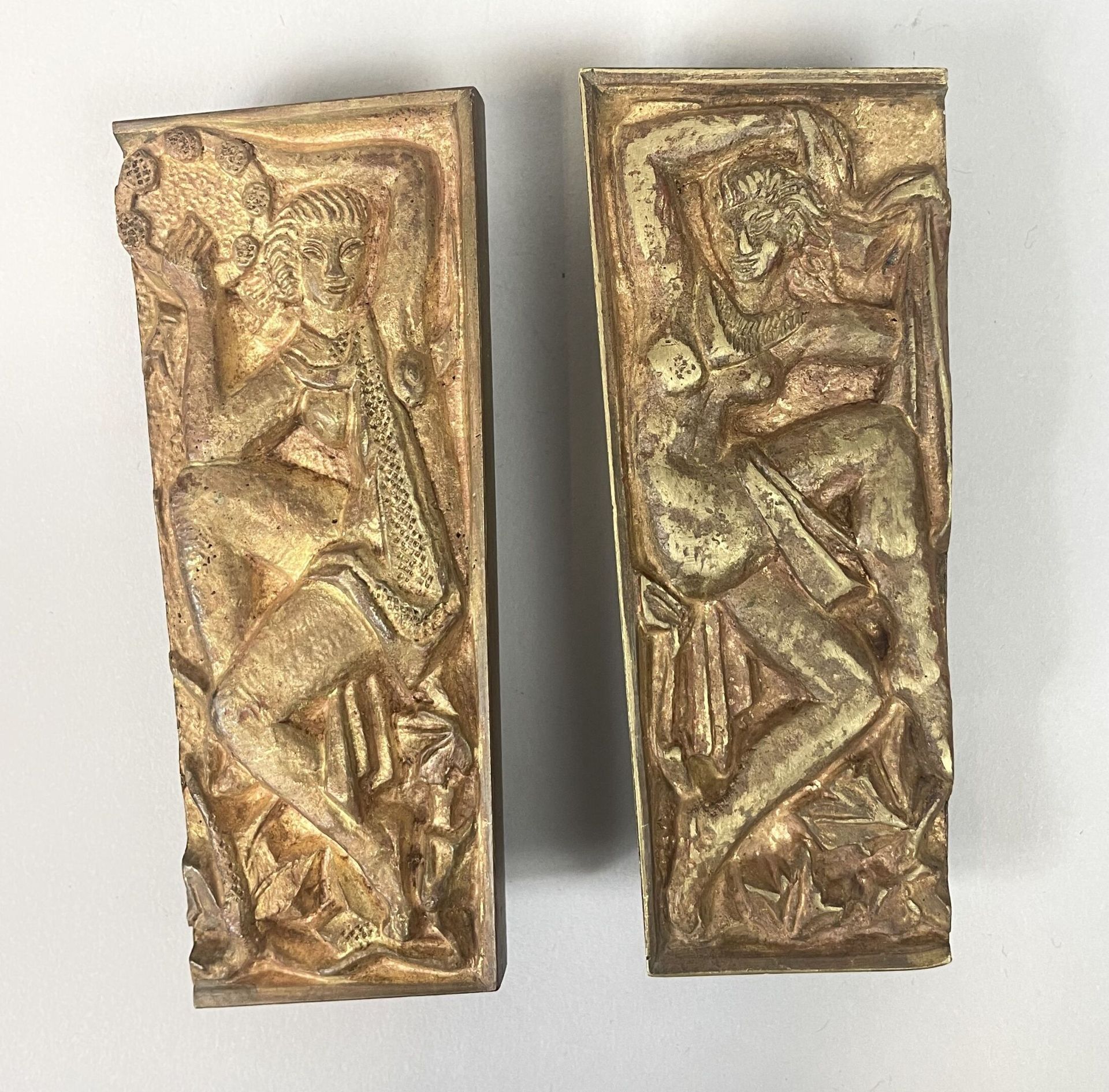 Null Maurice JALLOT (1900-1971)
Pair of bronze handles decorated with dancers. 
&hellip;