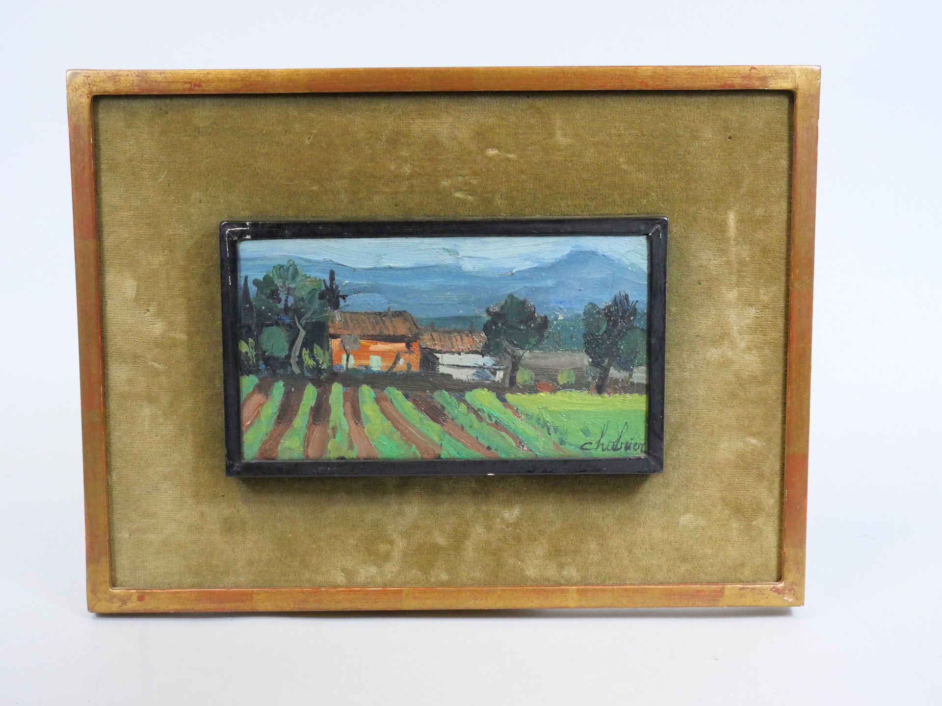 Null 娜塔莉-夏布里埃 (1932)
葡萄树和La Pardiguière
布面油画，右下角有签名
尺寸：10 x 7,5 cm
带框架的尺寸：24 x 3&hellip;