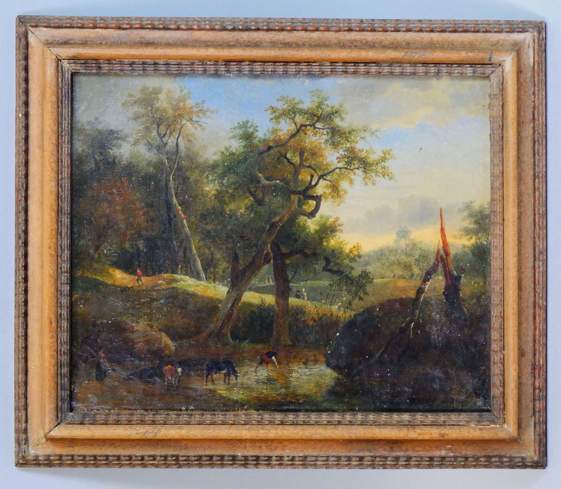 Null 拉扎尔-布朗德 (1755-1804)
在奥特伊池塘边自得其乐的人物 
布面油画 
尺寸：21 x 26 cm 
带画框尺寸：28 x 33厘米 

&hellip;