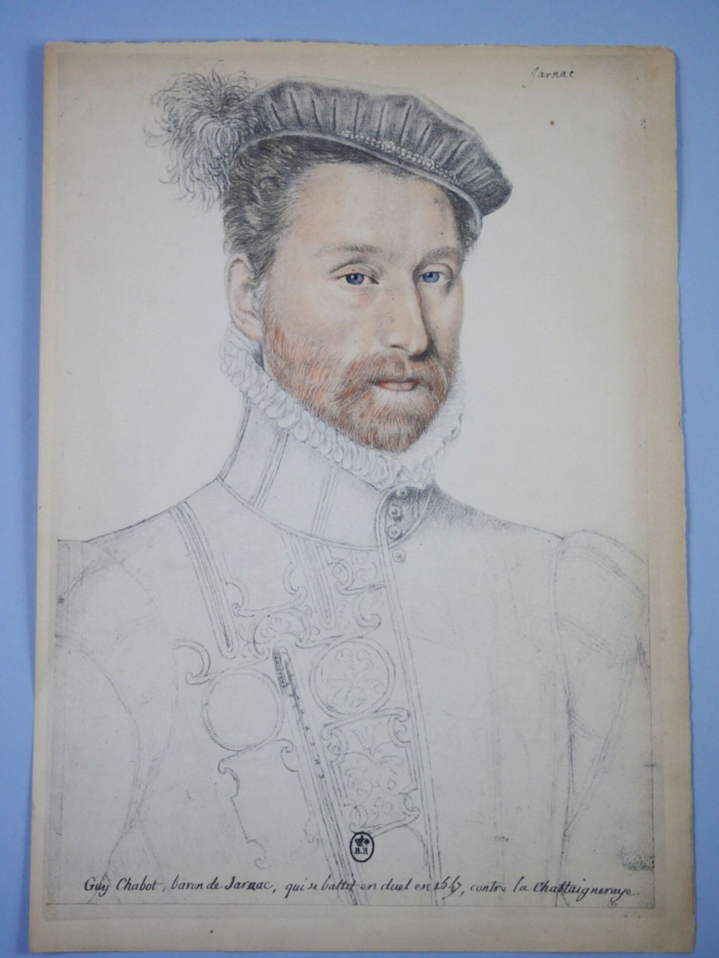 Null Guy CHABOT, Baron de JARNAC (1514-1584).
Reproduktion in Farbe. Originalzei&hellip;