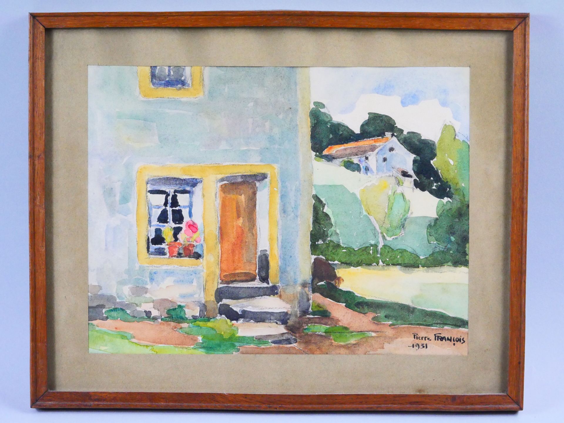 Null 20世纪的学校。Pierre FRANCOIS
乡村住宅 
纸上水彩画，右下角有皮埃尔-弗朗索瓦的签名，日期为1931年。 
目测尺寸：23 x 30&hellip;