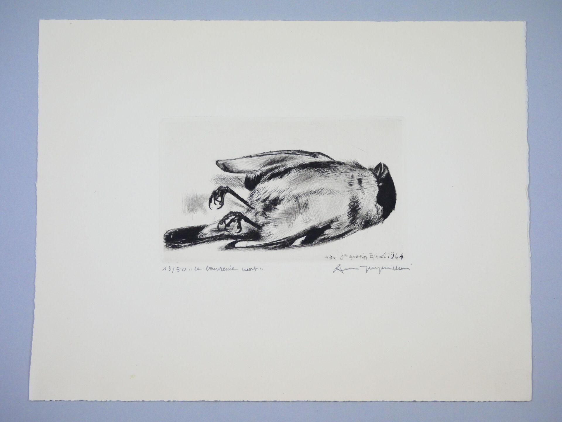 Null 安德烈-雅克曼(André JACQUEMIN) (1904-1992)
"死燕子 "和 "死牛雀"。
两幅黑色版画的左下方编号为20/35和13/5&hellip;