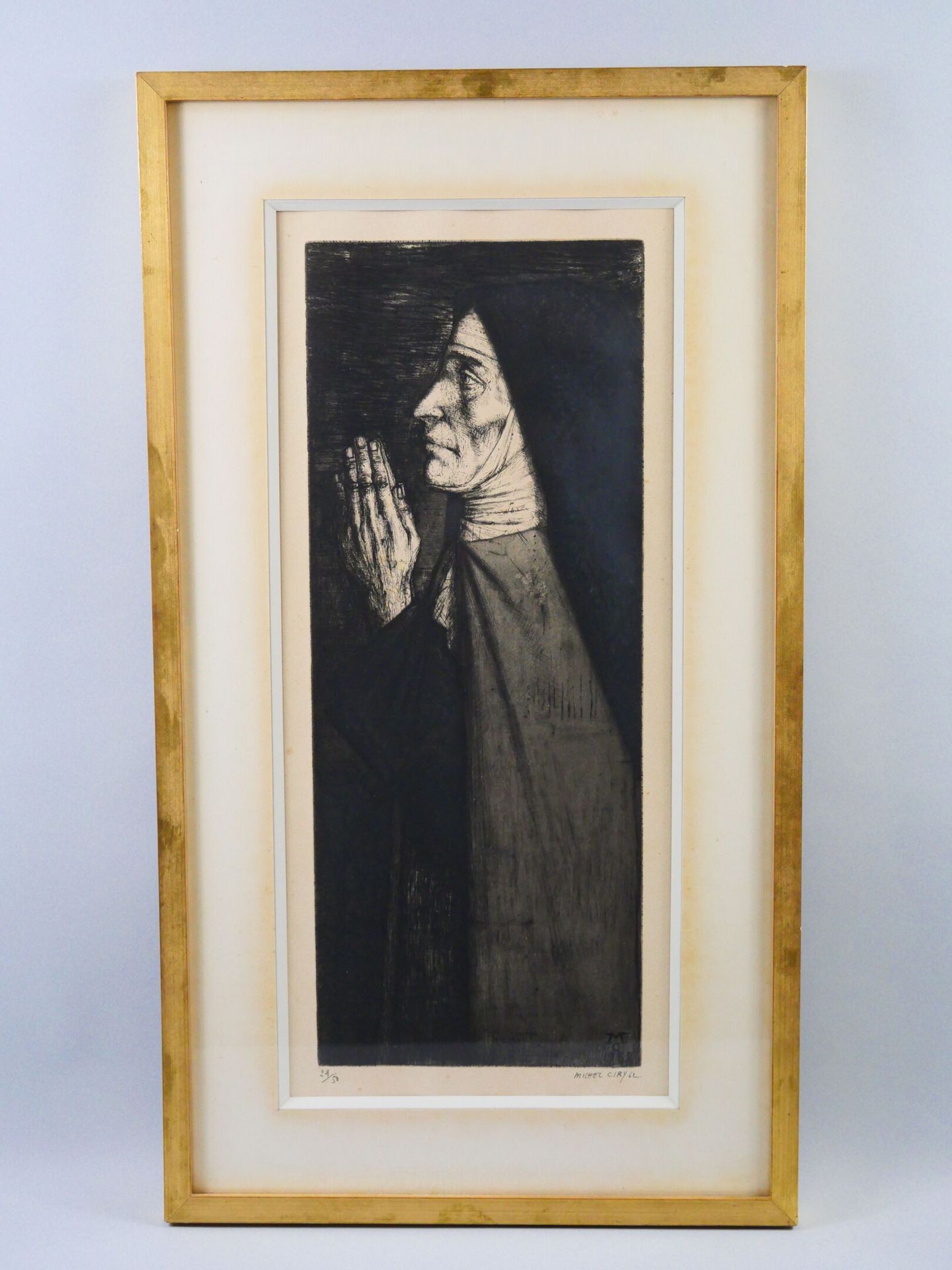 Null 米歇尔-西里(1919-2018) 
Sainte Claire 
黑色雕刻，右下角有签名和日期62，左下角是29/50。盘子里有字母图案。 
目测尺&hellip;