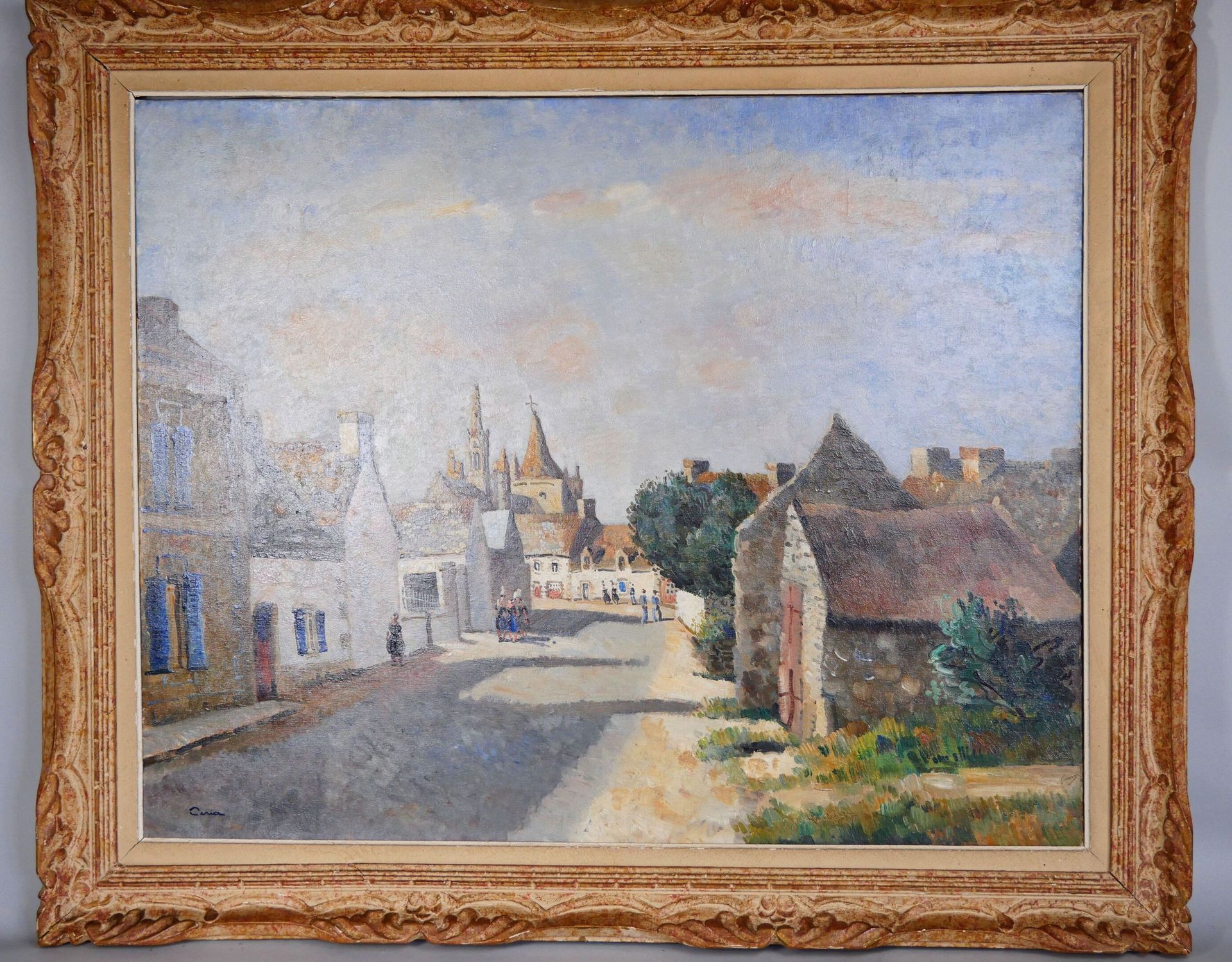 Null 埃德蒙-克雷亚 (1884-1955)
潘马赫的街道和它的教堂
布面油画，左下角有签名 
尺寸：73 x 92厘米 
带画框尺寸：90 x 110厘米&hellip;