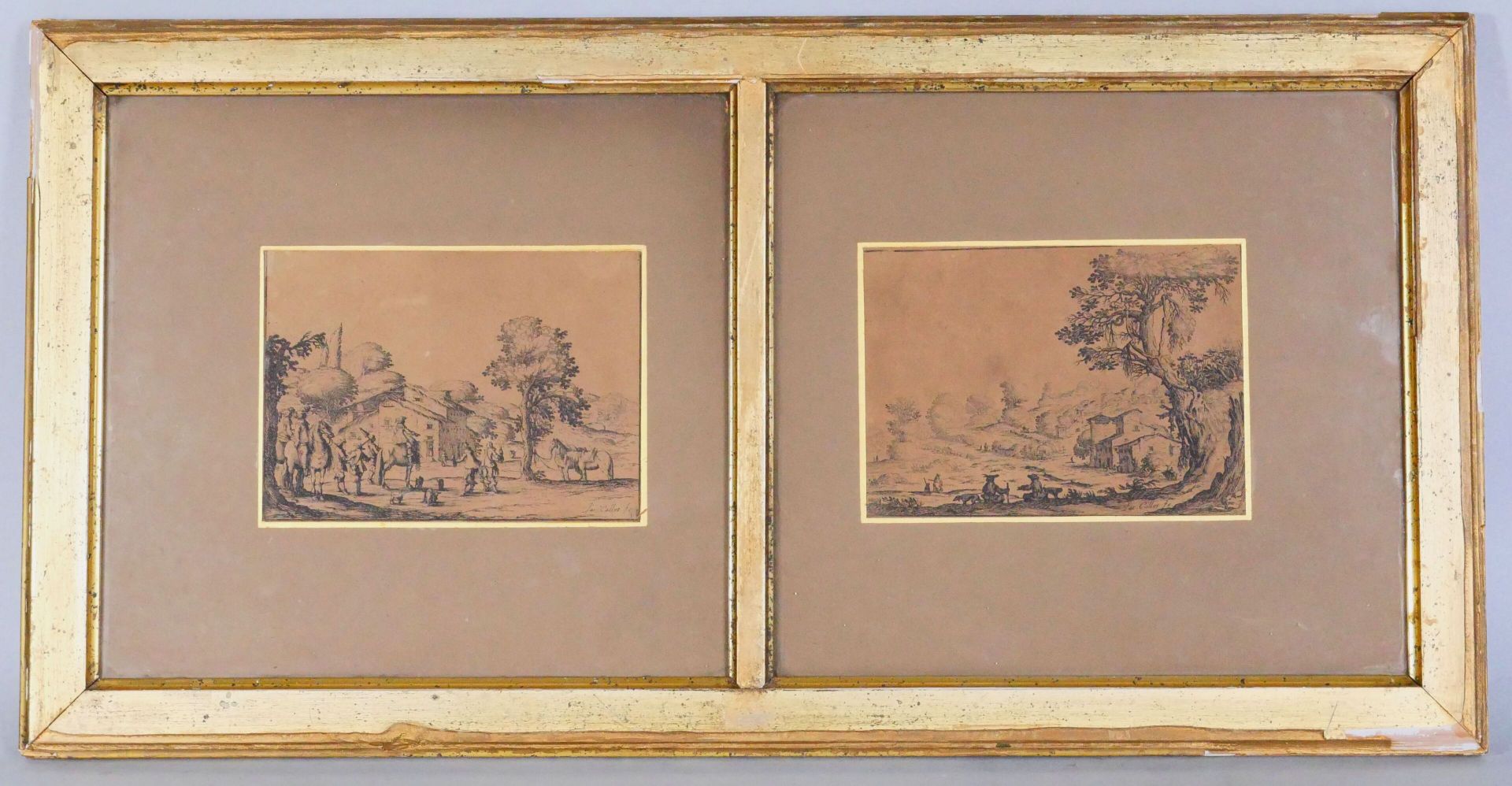Null 雅克-卡洛(1592-1635)，之后 
动画场景和风景 
两幅黑色版画，版上签名为Jac Callot。 
视线尺寸：12 x 16,8 cm 
带&hellip;