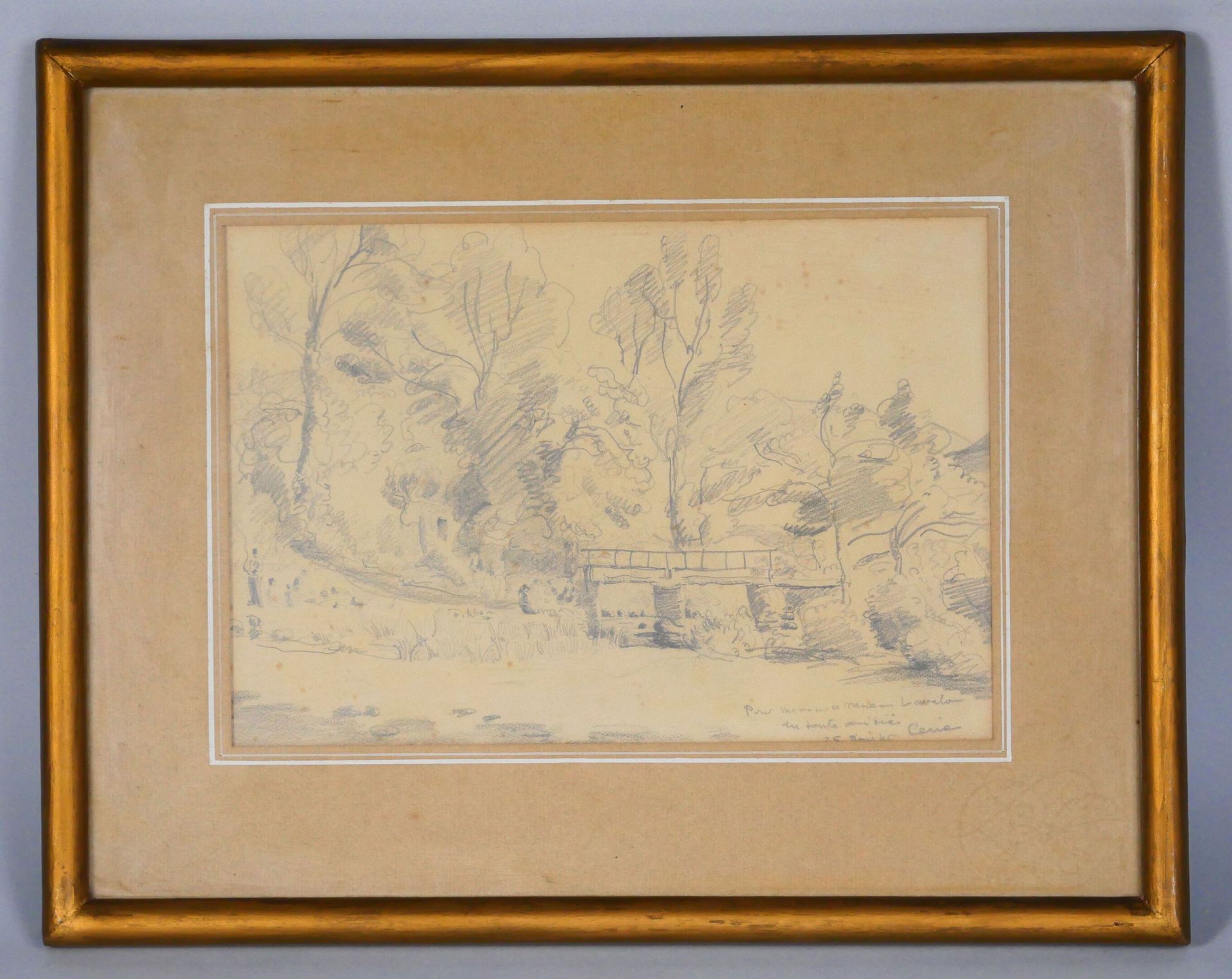 Null 埃德蒙-塞利亚 (1884-1955)
水边的周日下午
纸上石墨，右下角有签名和题词。 
尺寸：17,5 x 25 cm 
带画框尺寸：29 x 37&hellip;