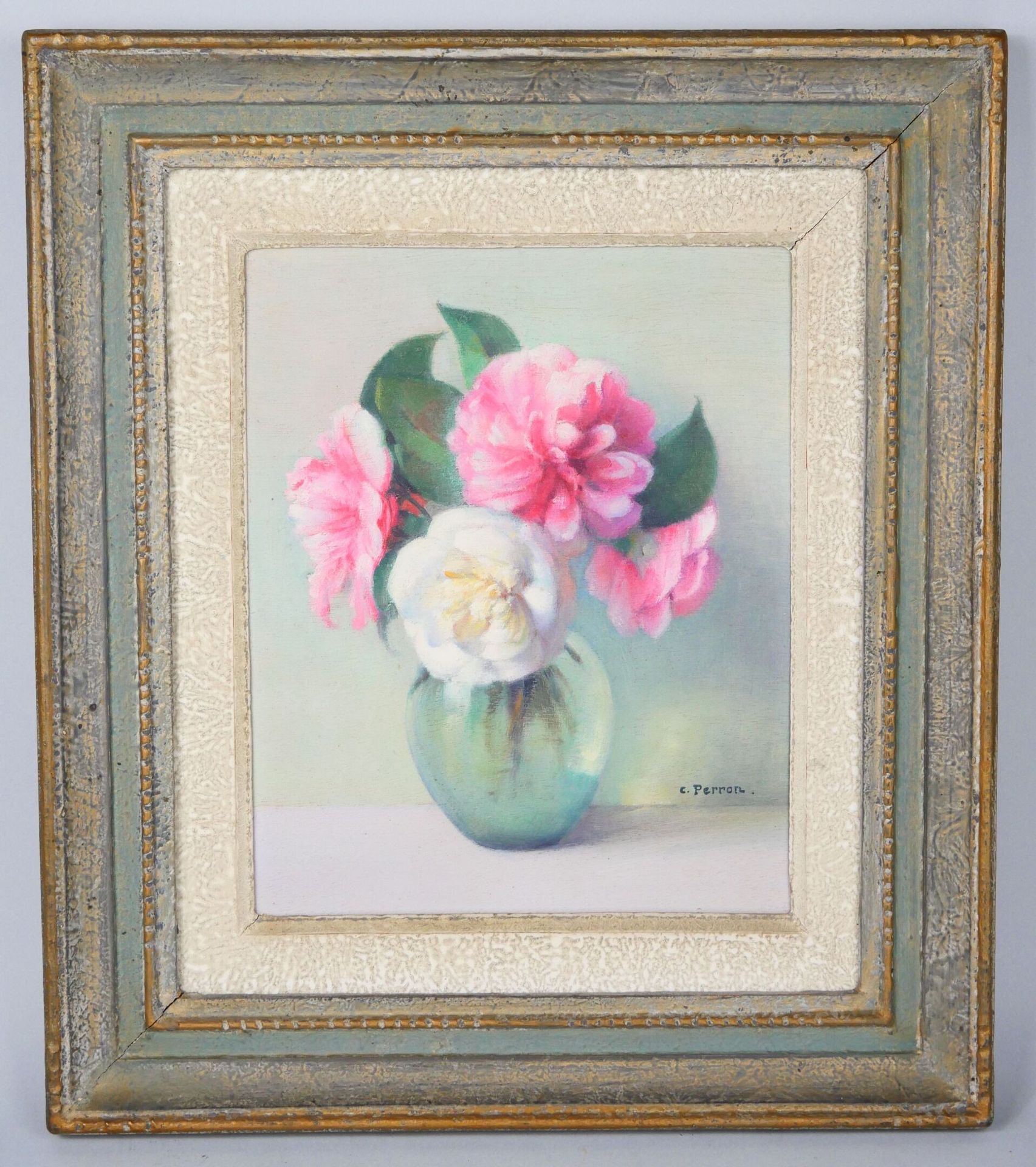 Null Charles Clément Francis PERRON (1893-1958) 
Camellias 
Oil on panel signed &hellip;