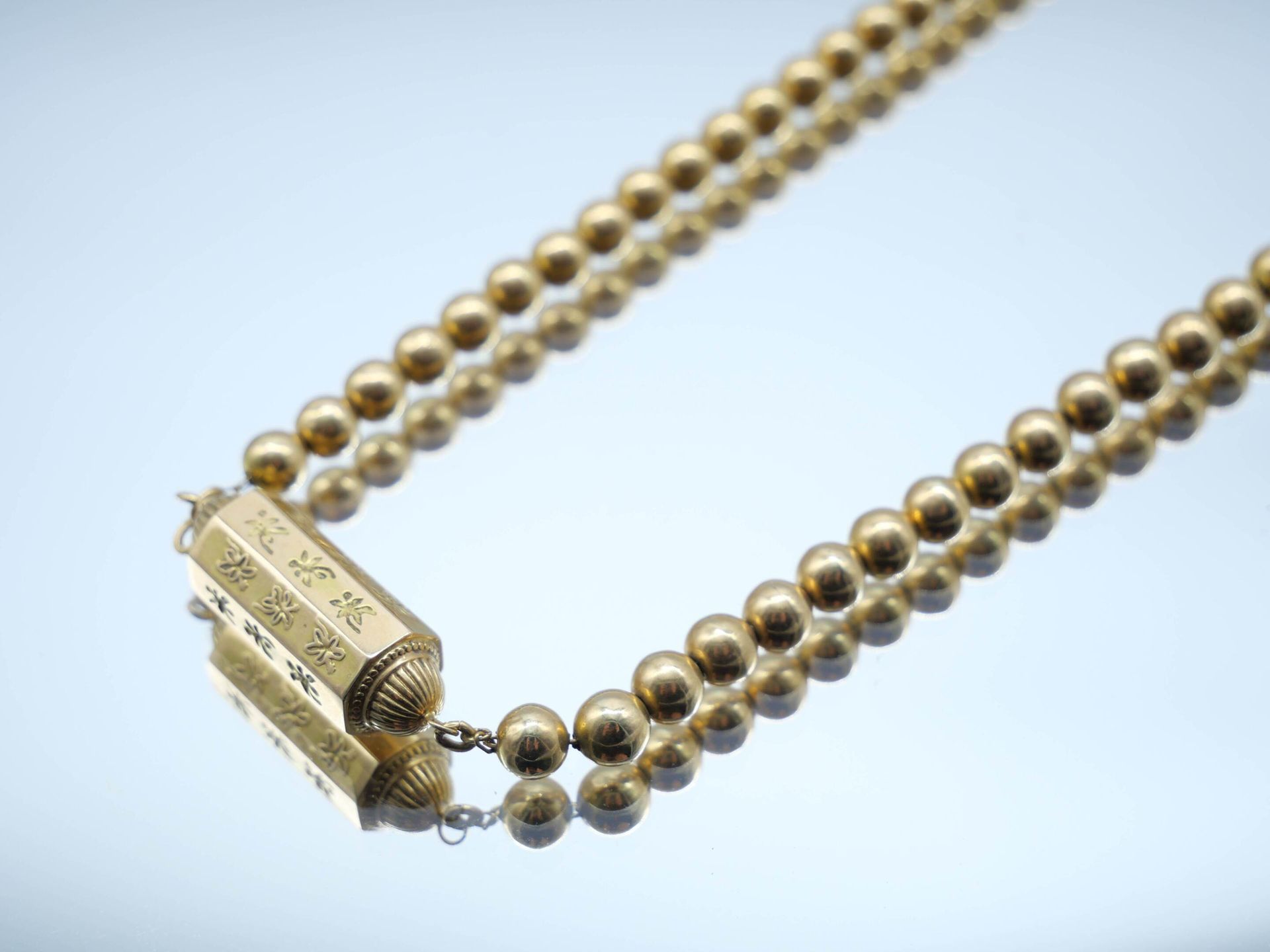 Null Necklace balls gold 750 thousandths, the clasp of cylindrical form with cut&hellip;